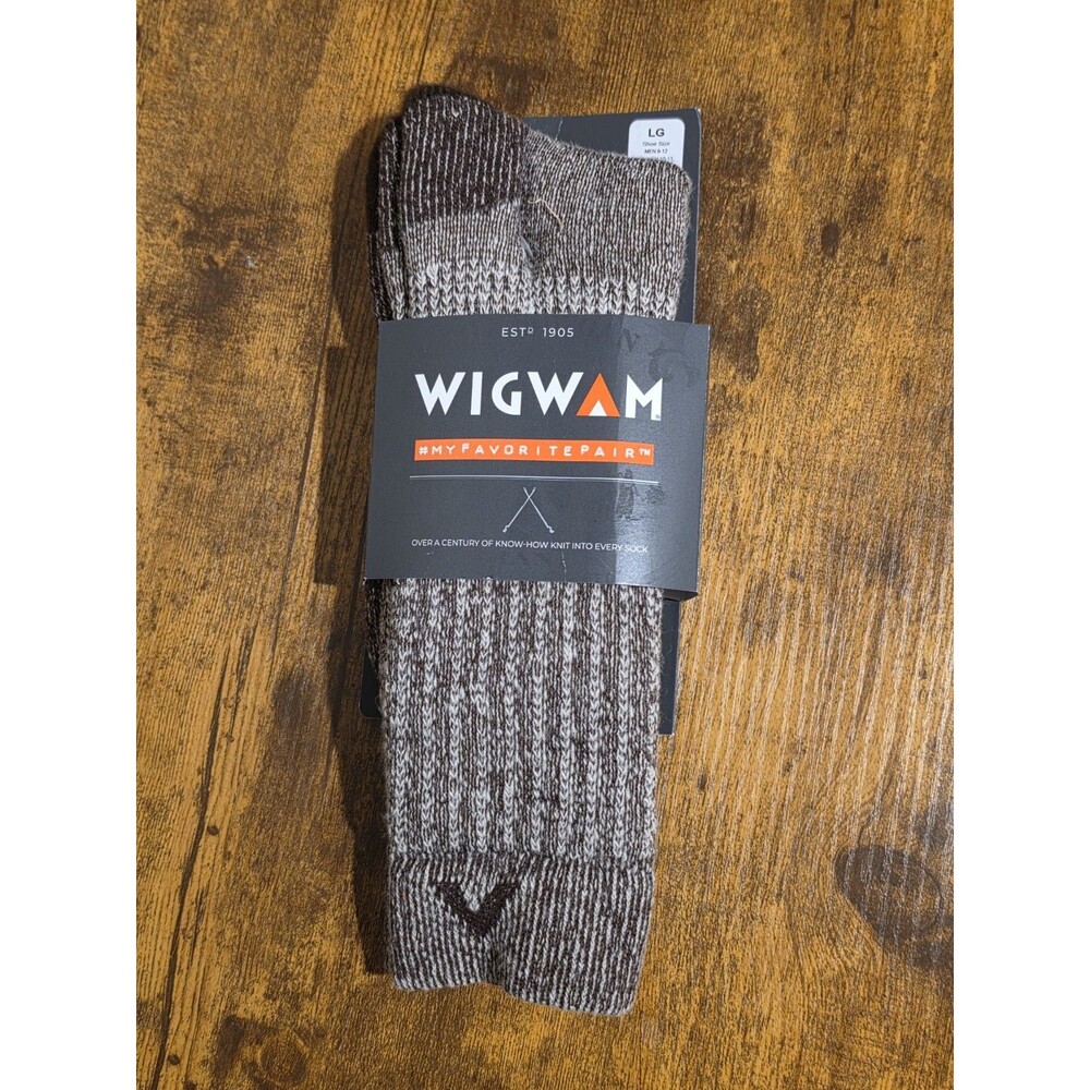 Wigwam Men's Merino Wool Crew Socks Brown Gray Size M 9-12 New